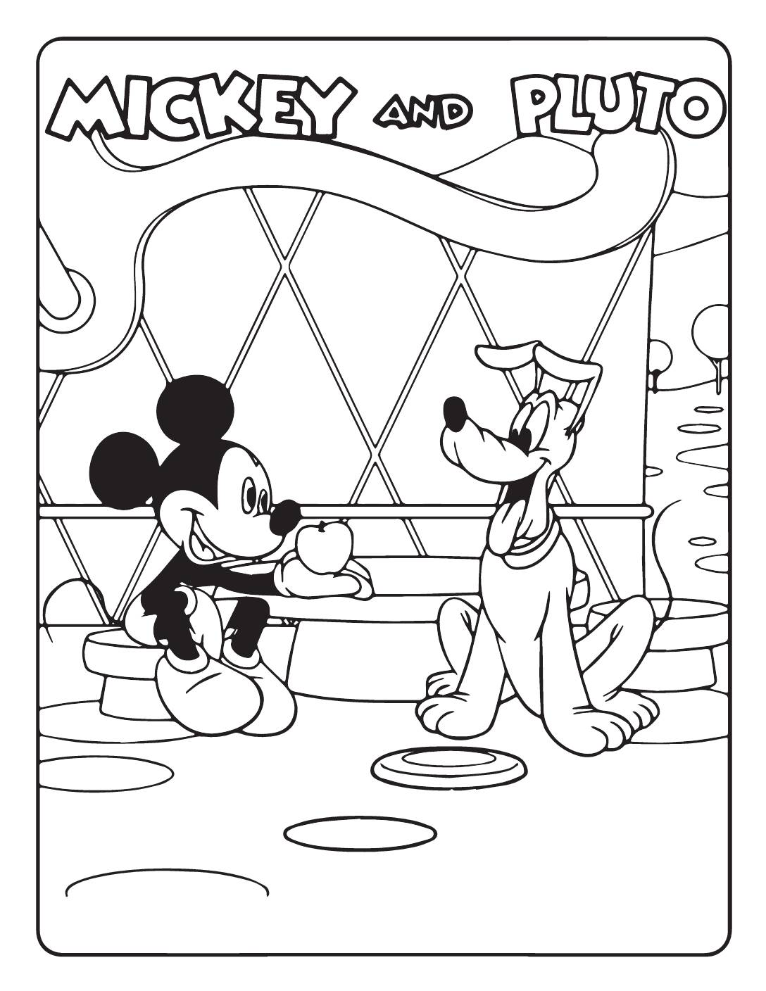 Mickey & Pluto Coloring Page Coloring Pages