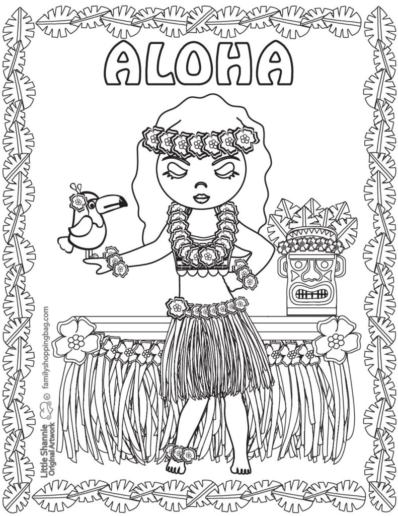 Free Printable Luau Coloring Pages and More | Lil Shannie.com