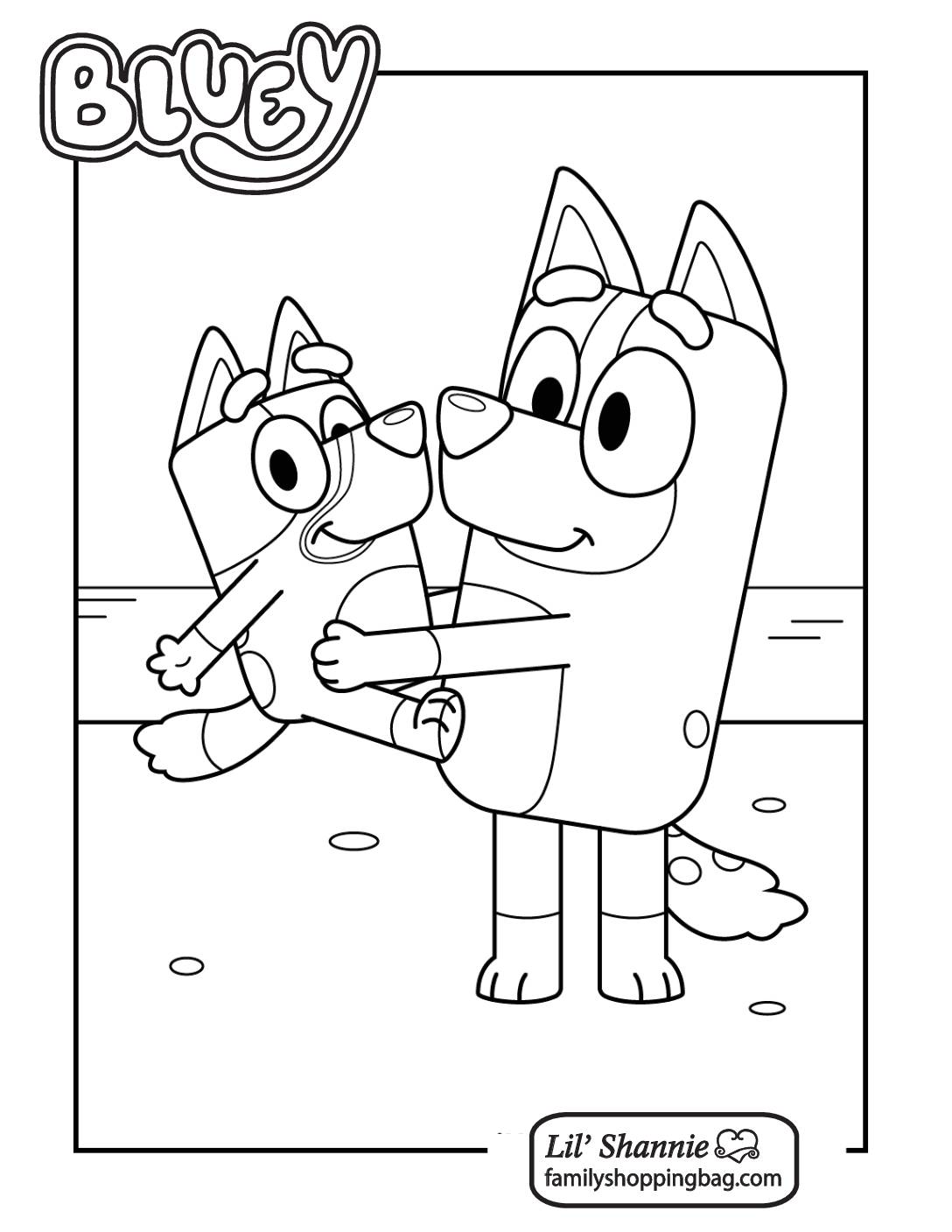 Printable Bluey Family Colouring Pages