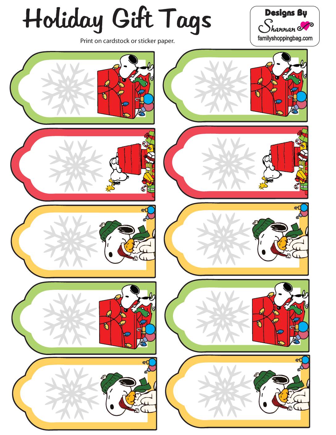 Peanuts, Snoopy & Woodstock Warm Wishes Gift Tags
