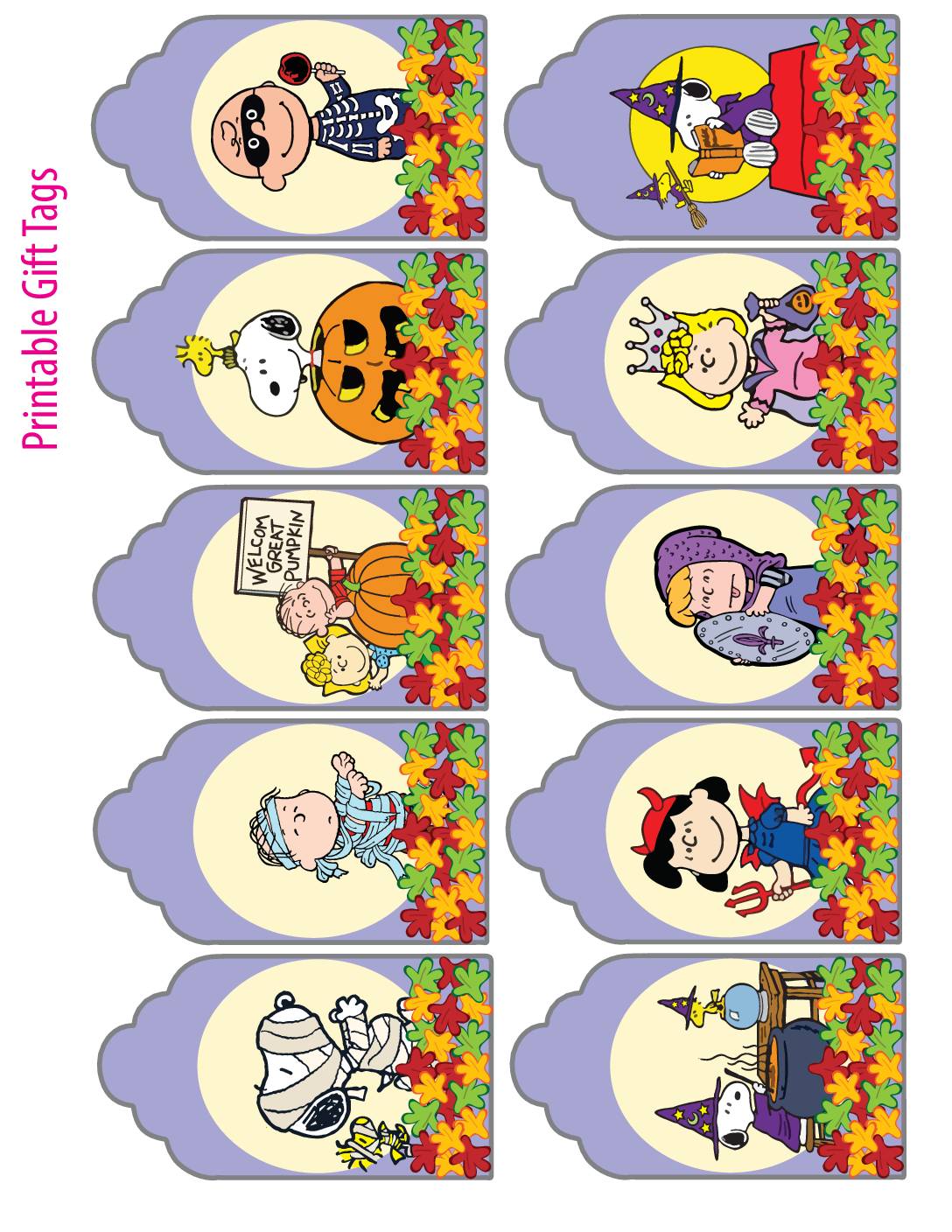 Gift Tags Peanuts Halloween Gift Tags