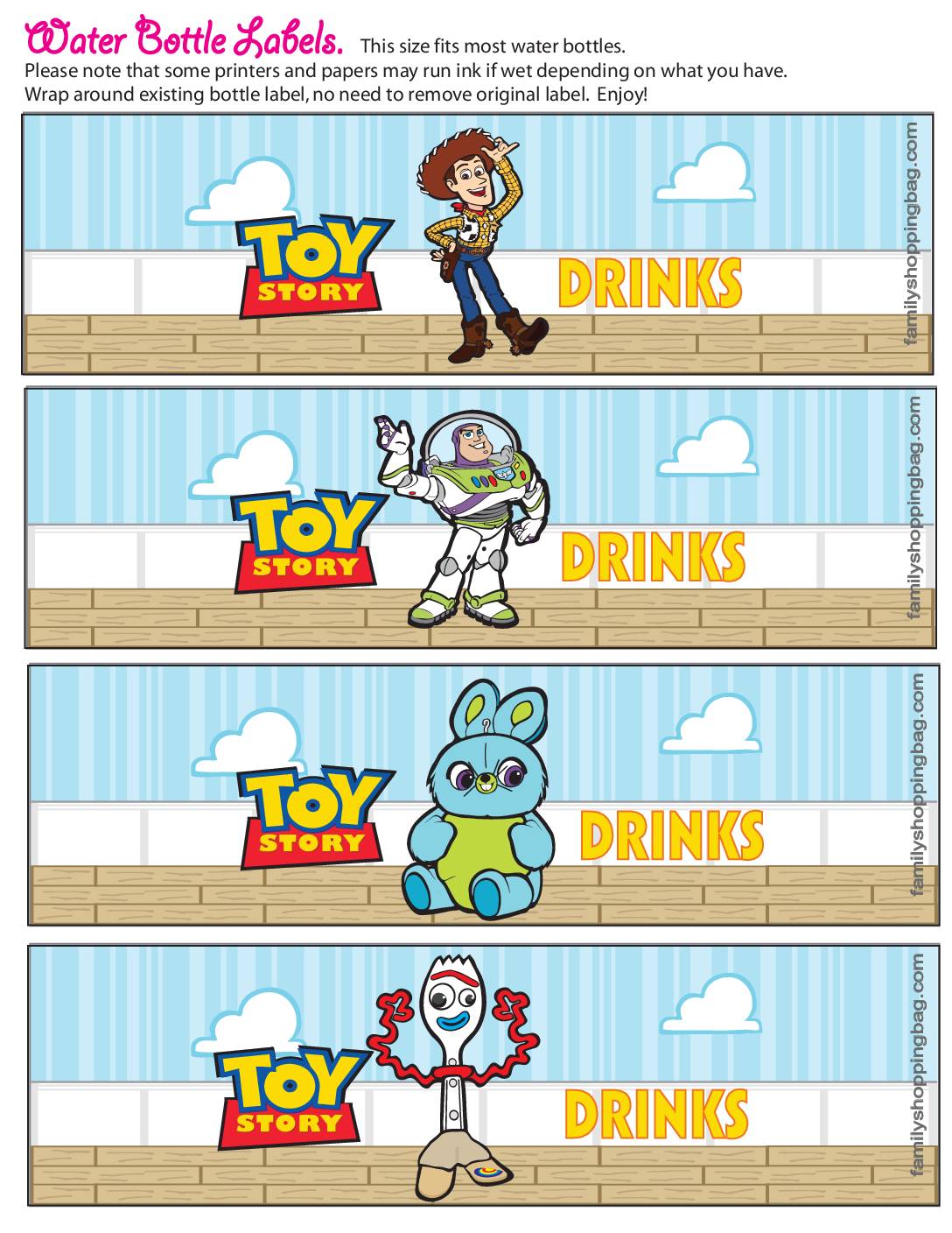 Toy Story Water Bottle Labels, Toy Story Drink Labels, Toy Story ...